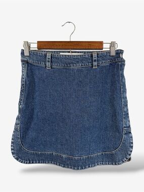 Department Five Denim Mini Skirt Size S Medium Wash Full Wrap Snap Button Casual